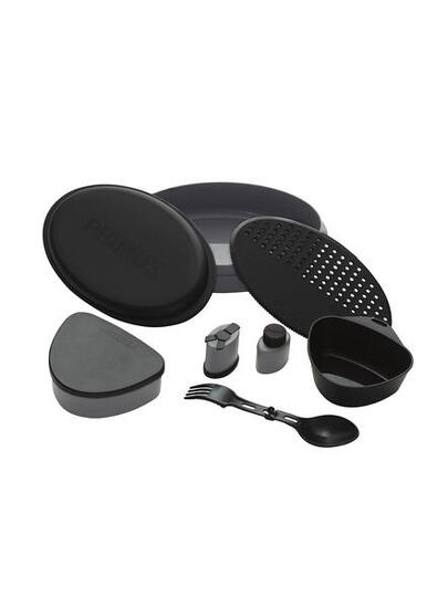 Buiten Camping Plastic Maaltijdset - Zwart