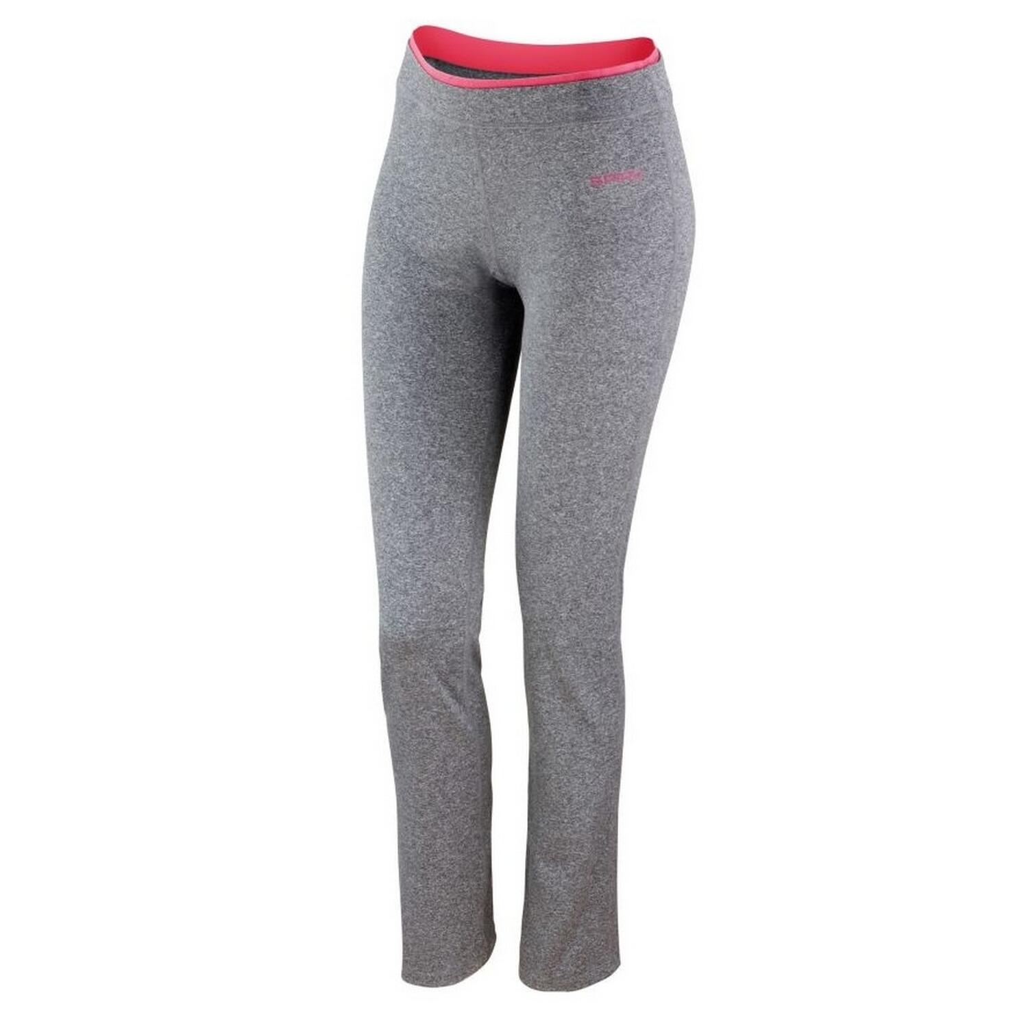 Spiro - Pantalon Fitness Femme (gris / Corail Vif Chiné) - Pantalons - Gris|rouge - S - Decathlon