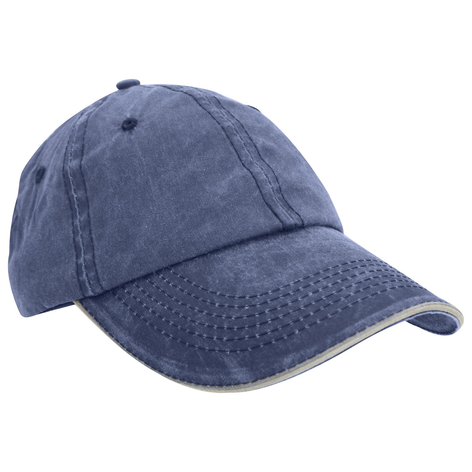Cappellino Effetto Invecchiato 100% Cotone Uomo Result Blu Navy/Beige 2/4