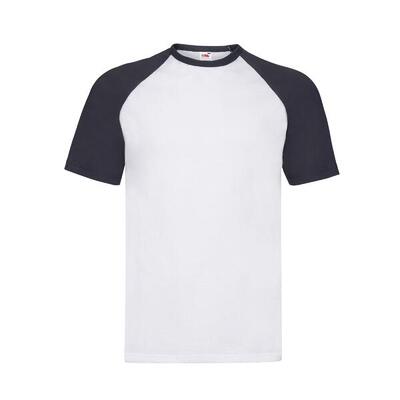Heren valueweight baseball tshirt (wit/royaal blauw)