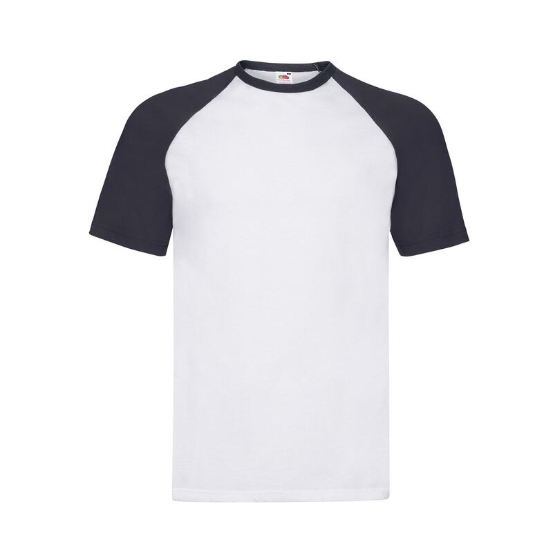 Heren Valueweight Baseball Tshirt (Witte/diepe marine)