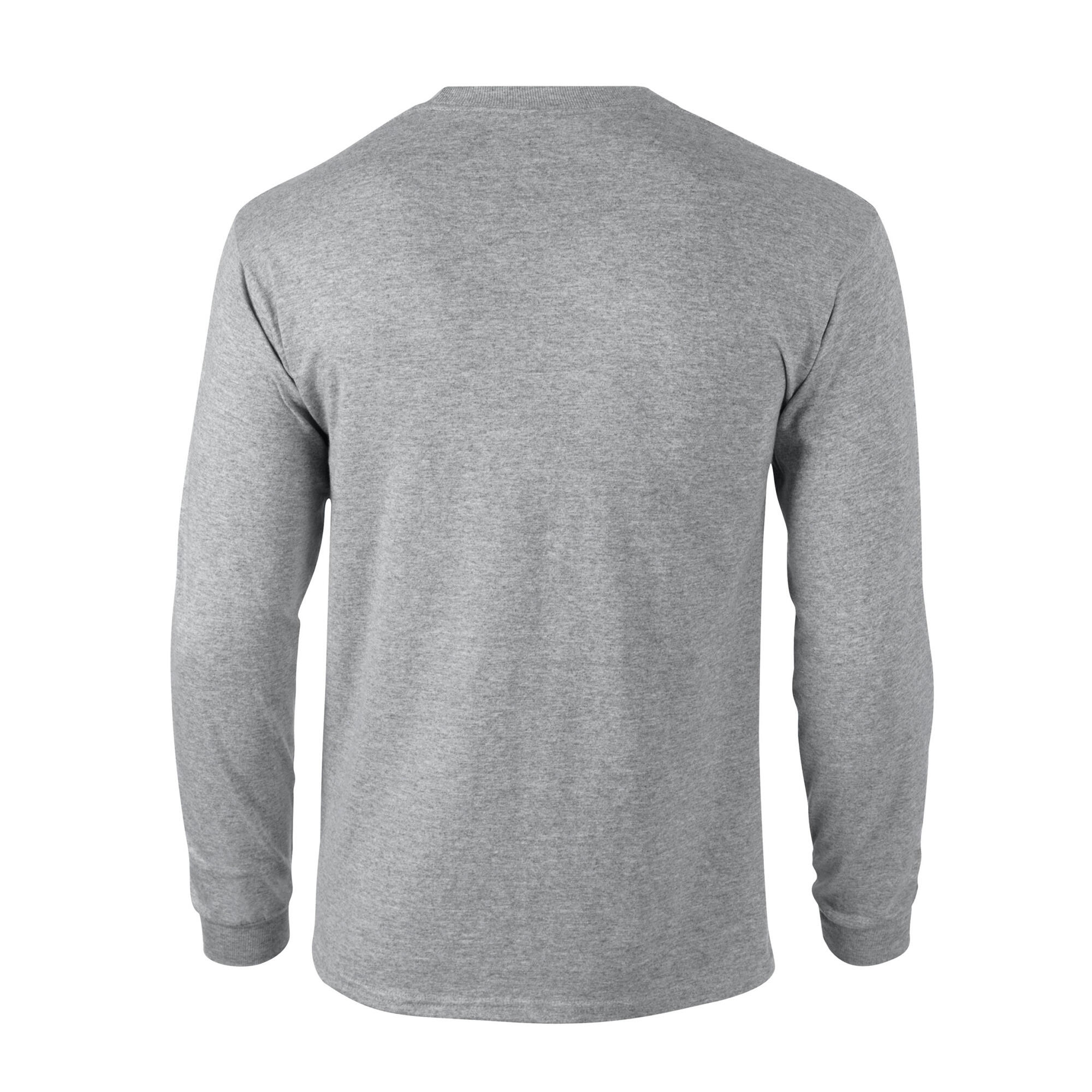 Camiseta Lisos de Algodón Ultra de Manga Larga para Adultos Unisex Gris 2/3