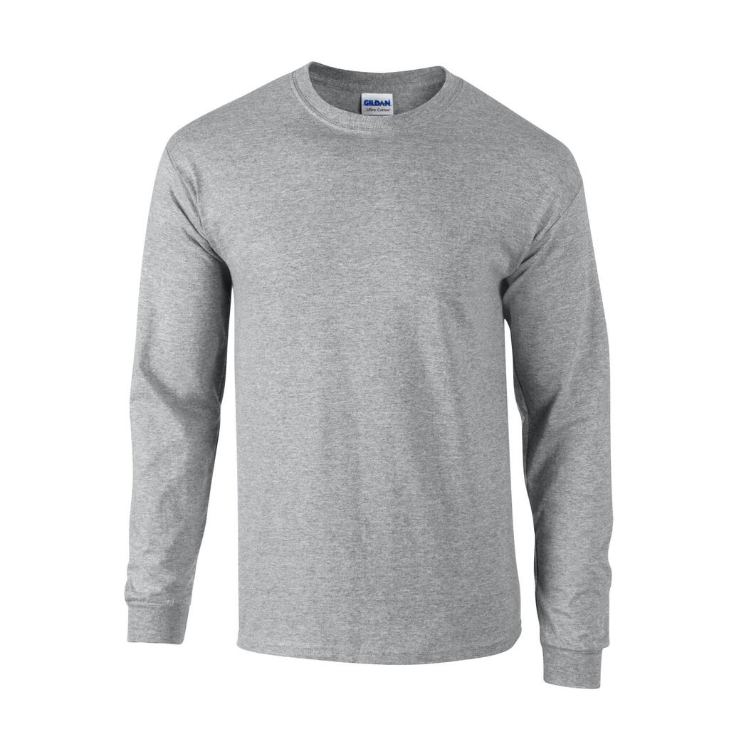 Unisex Adult Plain Ultra Cotton LongSleeved TShirt (Sports Grey)