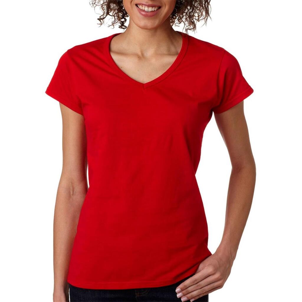 Womens/Ladies Soft Touch V Neck TShirt (Cherry Red)