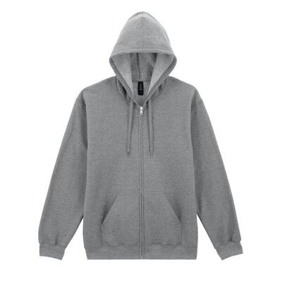 Heren softstyle midweight full zip hoodie (sportgrijs)