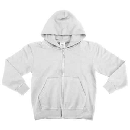 Sweatshirt Uni À Capuche Et Fermeture Zippée Unisexe Pour Enfant (Blanc)