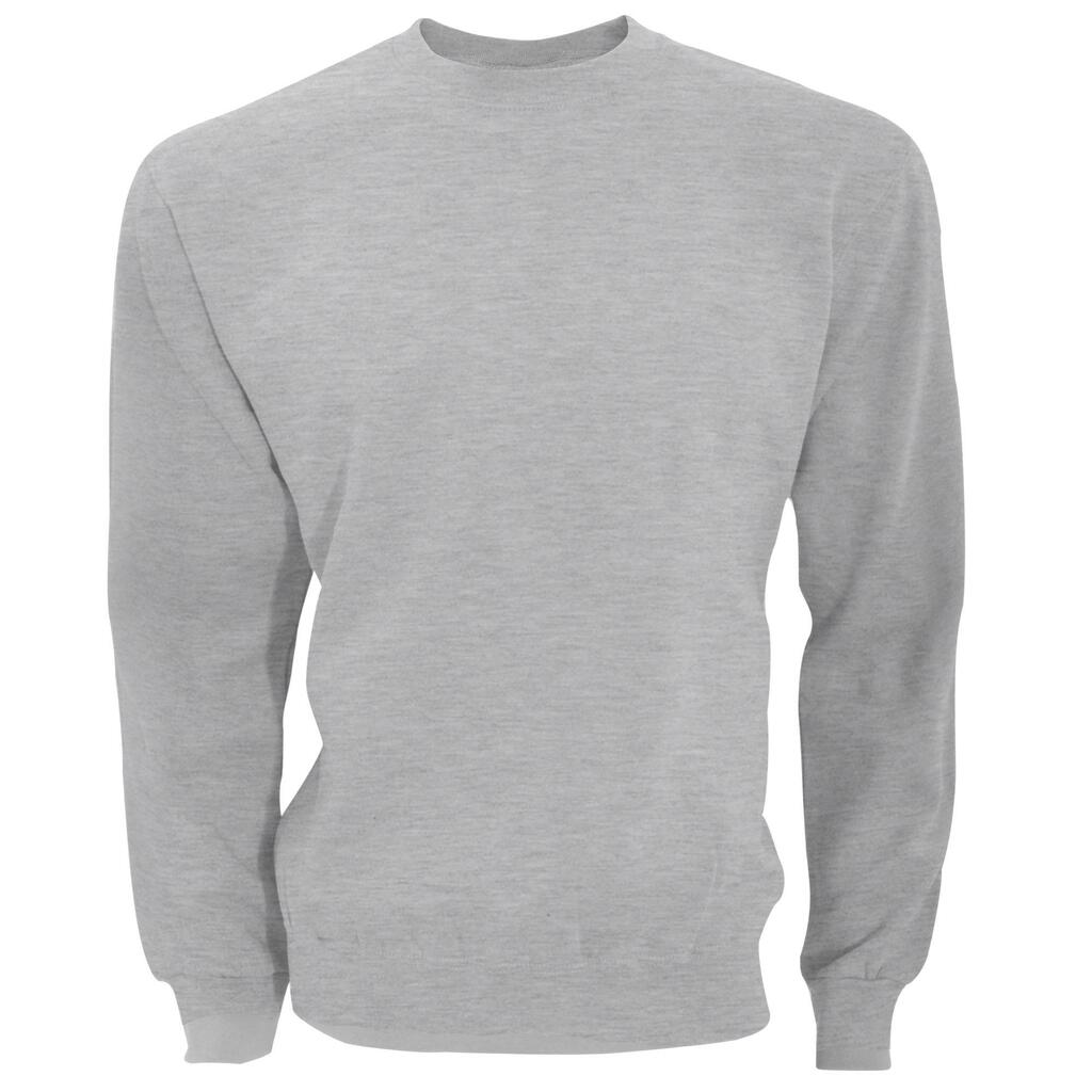Mens Long Sleeve Crew Neck Sweatshirt Top (Light Oxford)