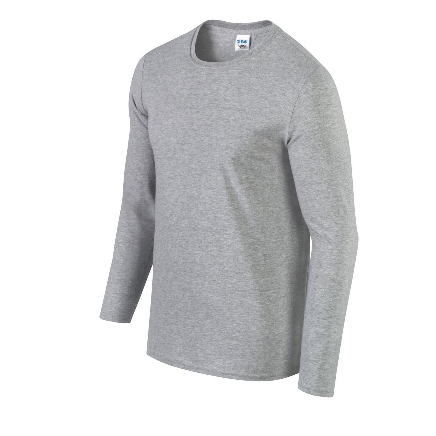 Camiseta Softstyle de Manga Larga para Adultos Unisex Gris Deportivo 3/3