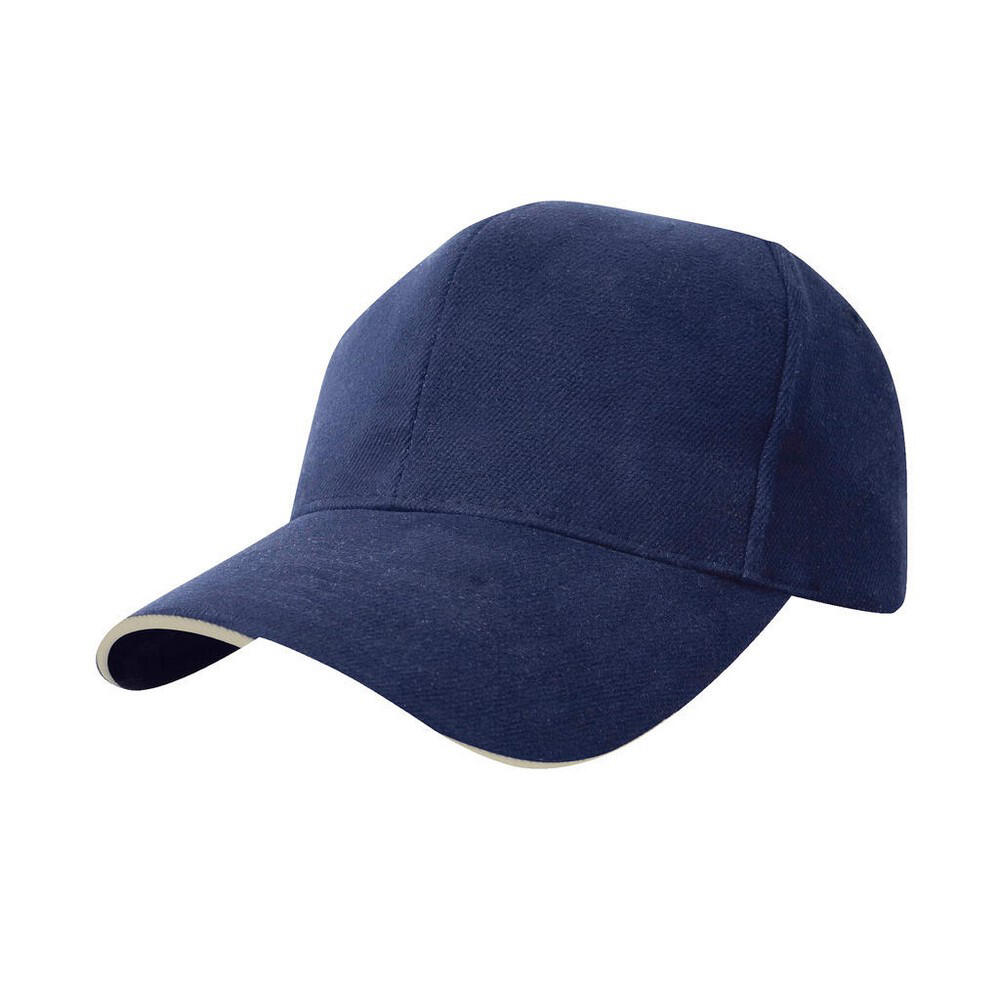 Boné de basebol de pico sanduíche em algodão escovado (Azul Marinho / Natural) 2/2