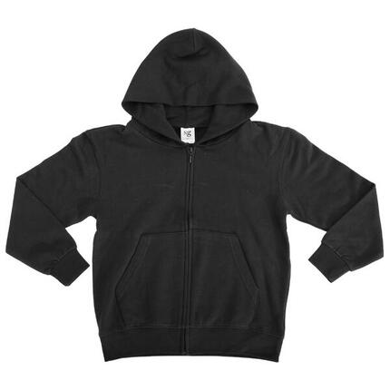 Sweatshirt Uni À Capuche Et Fermeture Zippée Unisexe Pour Enfant (Noir)