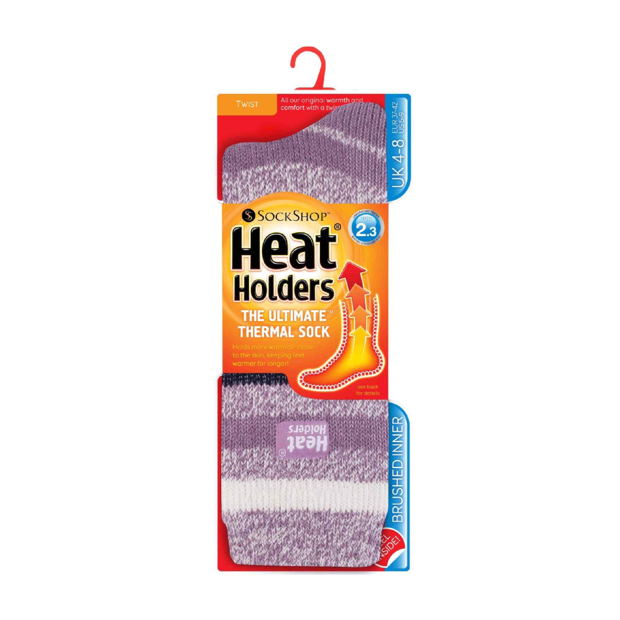 Ladies Twist Patterned Thick Winter Thermal Socks 2/6