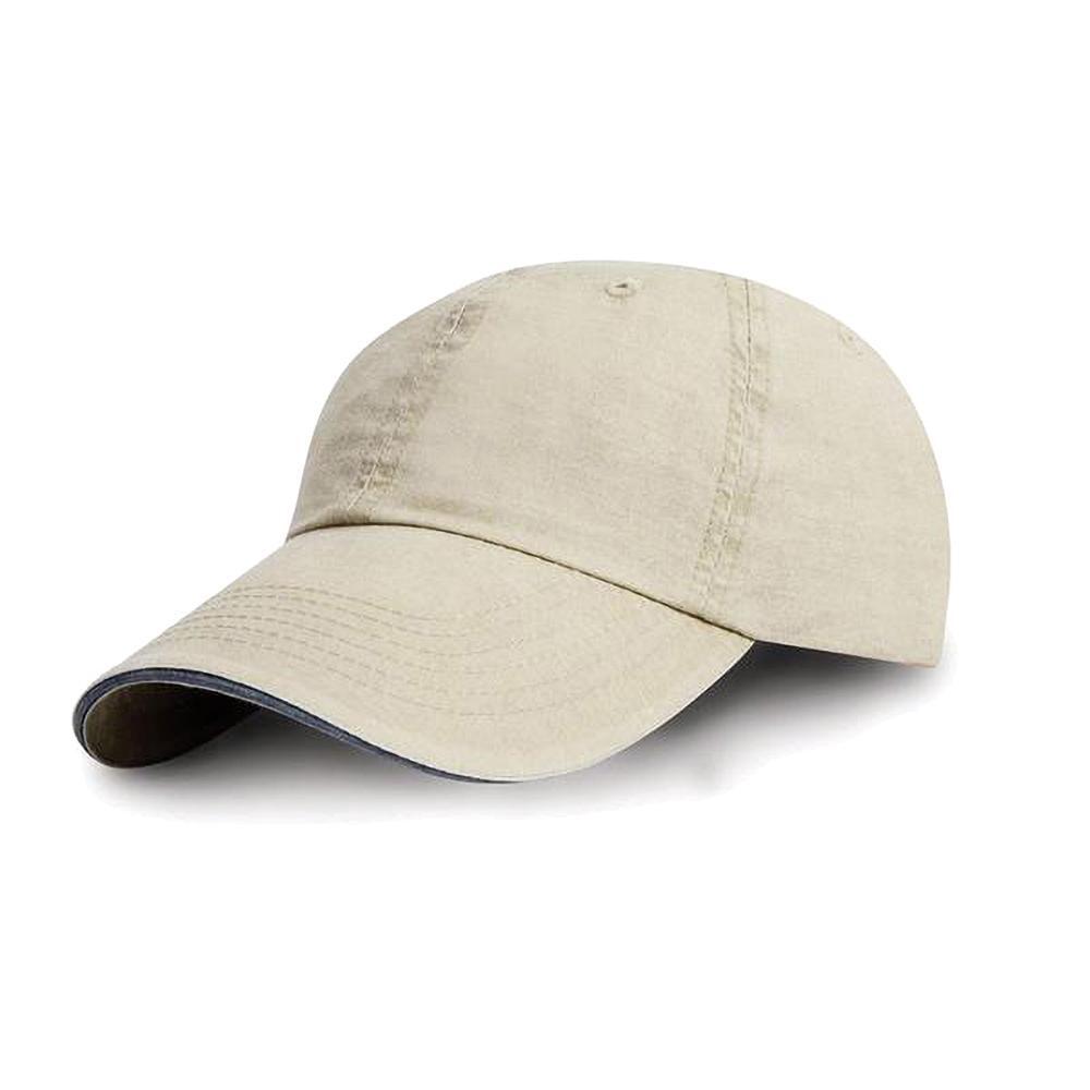 Gewassen Fijne Lijn Katoenen Baseballpet met Sandwich Peak (Stopverf/navy) 3/4