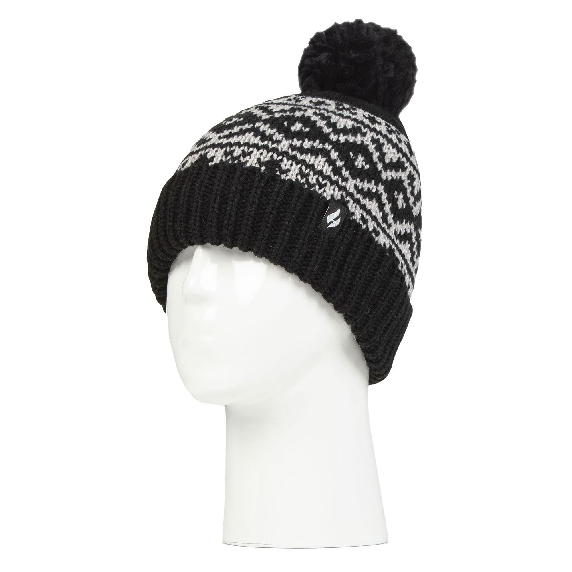 Cozy Patterned Bobble Hat for Women | Cable Knit Beanie with Fleece Lining 3/5