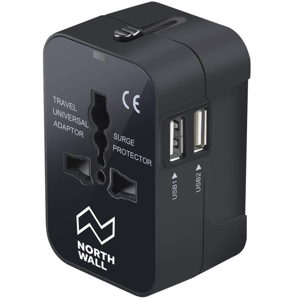 Universal World Adapter with 2 USB Ports - Travel Adapter for 150+ Countries