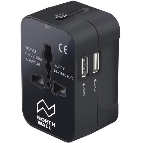 Adattatore universale da viaggio con 2 porte USB