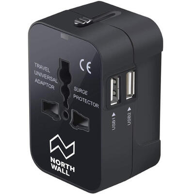 Adattatore universale da viaggio con 2 porte USB