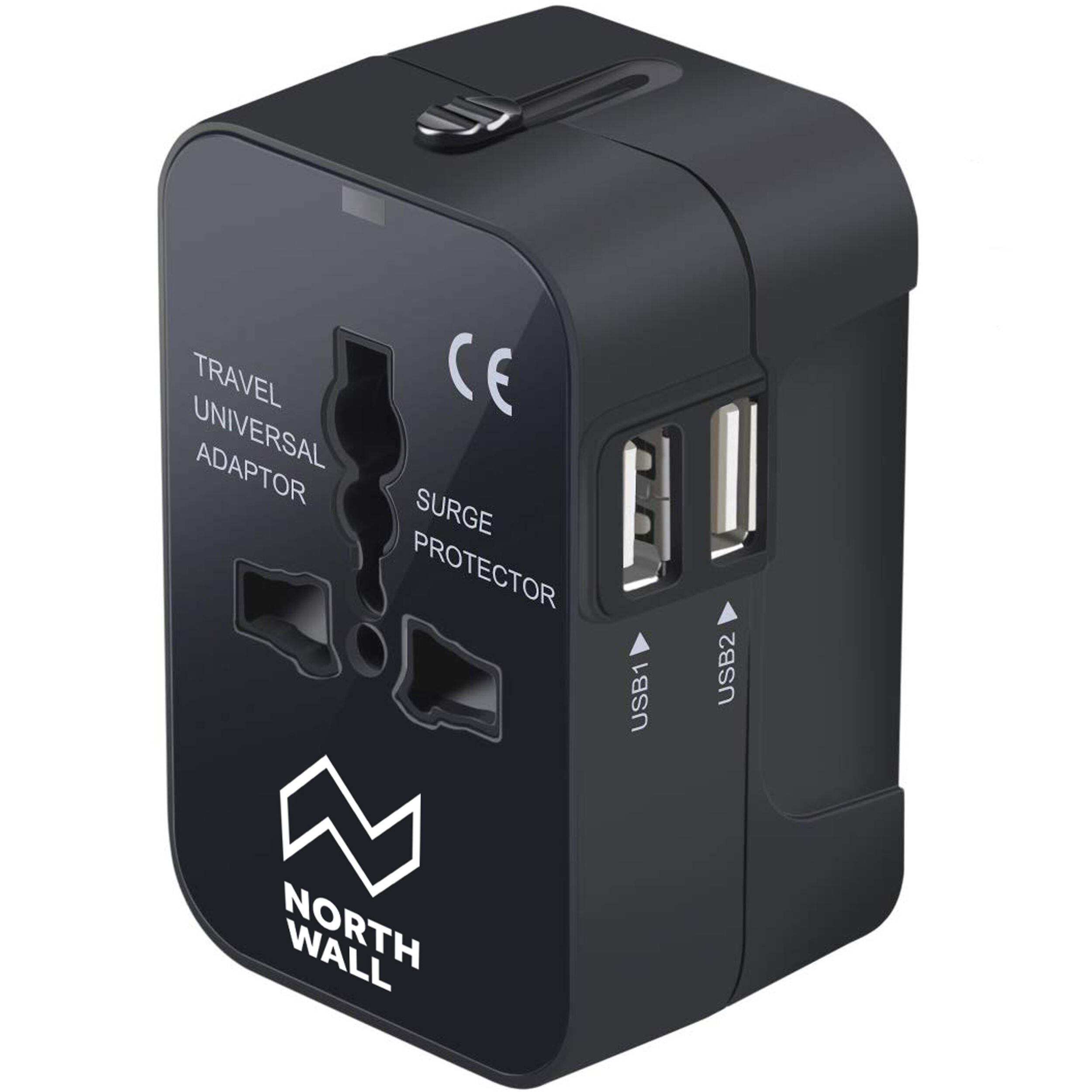 Northwall - Adaptateur Universel De Voyage Avec 2 Ports Usb - Prise De Voyage - De +150 Pays - Adaptateur Prise - Noir - Taille Unique - Decathlon
