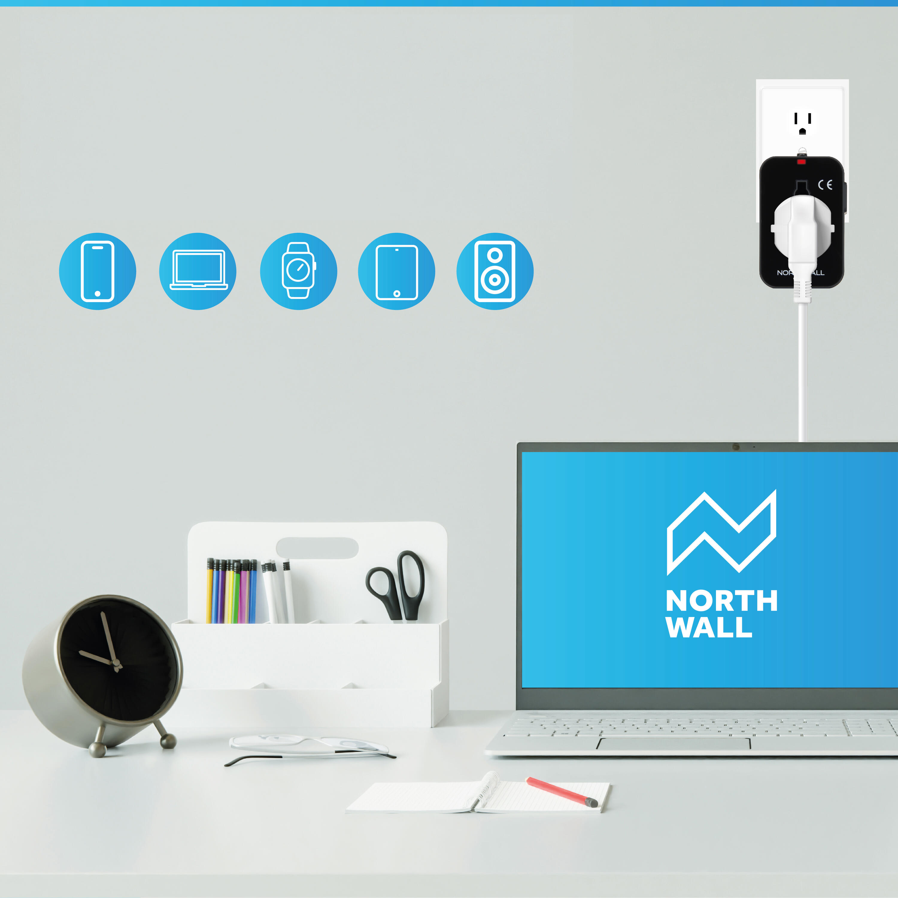 Adaptateur Voyage Universel – Prise Murale + Double Port USB – Tous Pays – NEUF