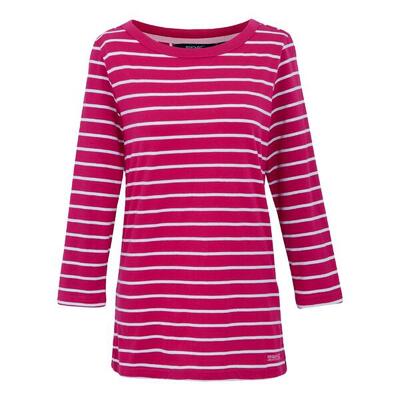 Dames baylette ii gestreept tshirt (roze fusion/wit)