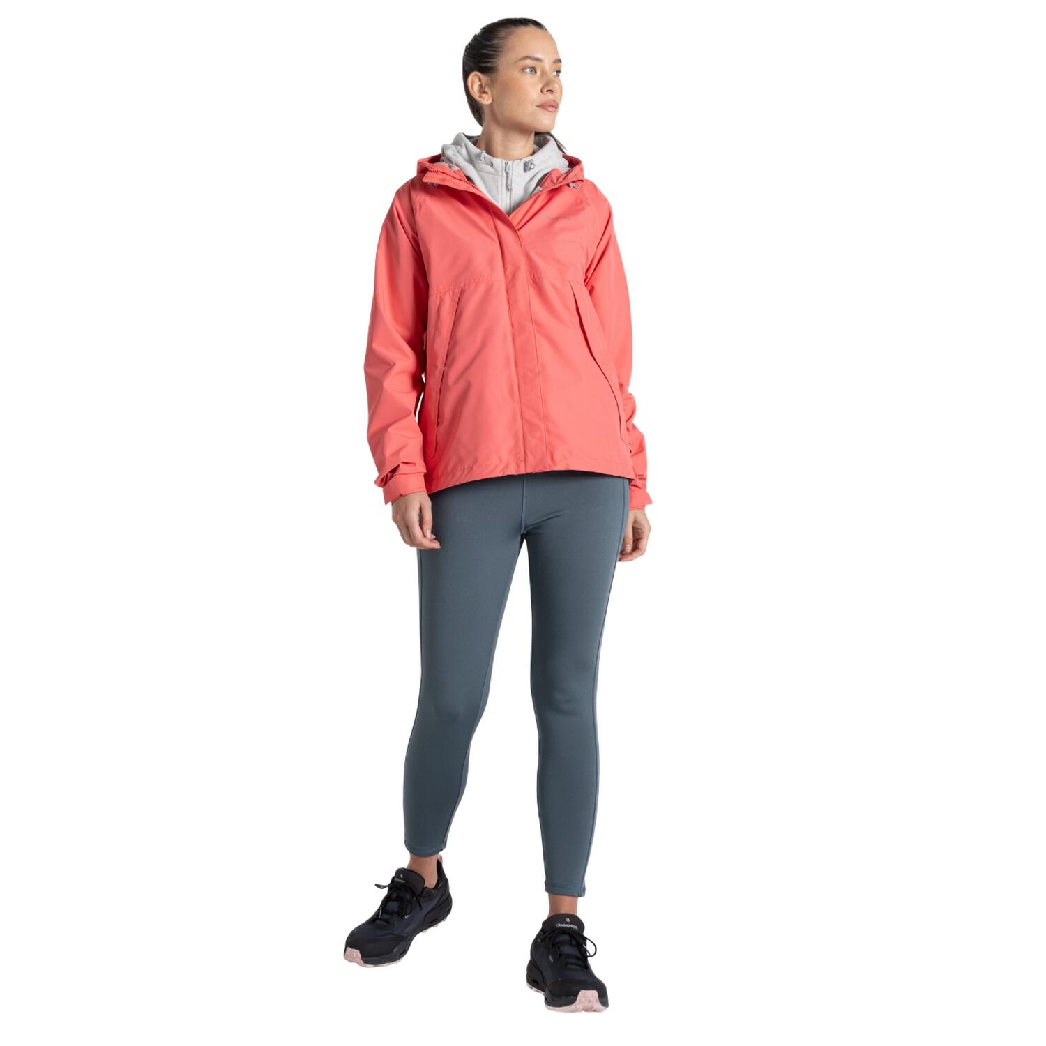 Chaqueta Impermeable Ossus para Mujer Coral Oscuro 3/4