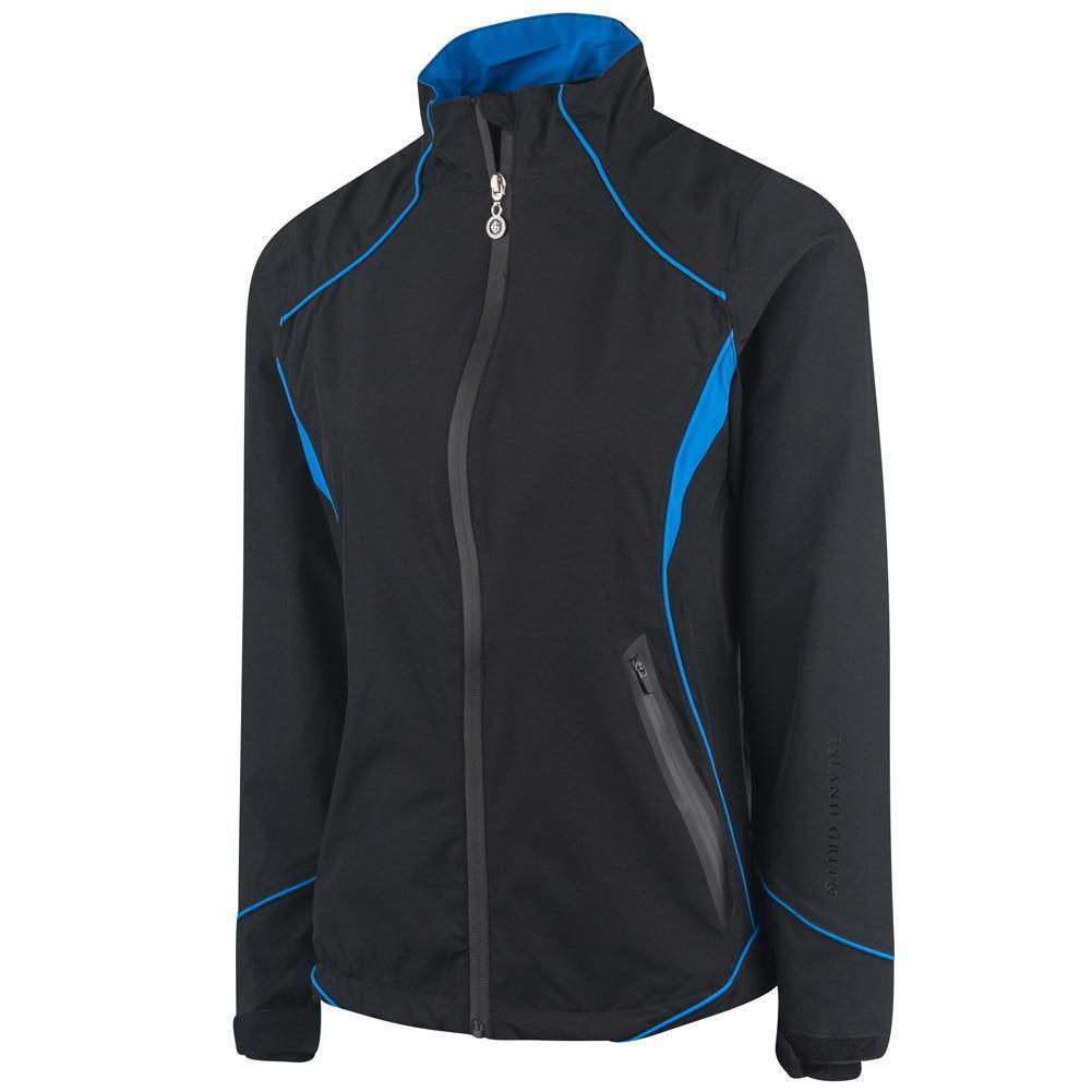 ISLAND GREEN Womens/Ladies Stretch Golf Waterproof Jacket (Black/Turquoise)