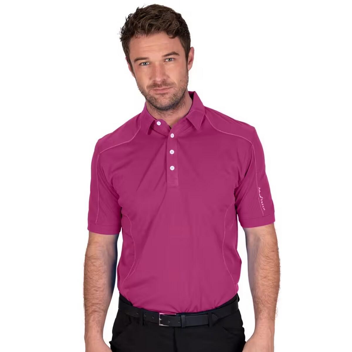ISLAND GREEN Mens Topstitched Golf Polo Shirt (Mulberry)