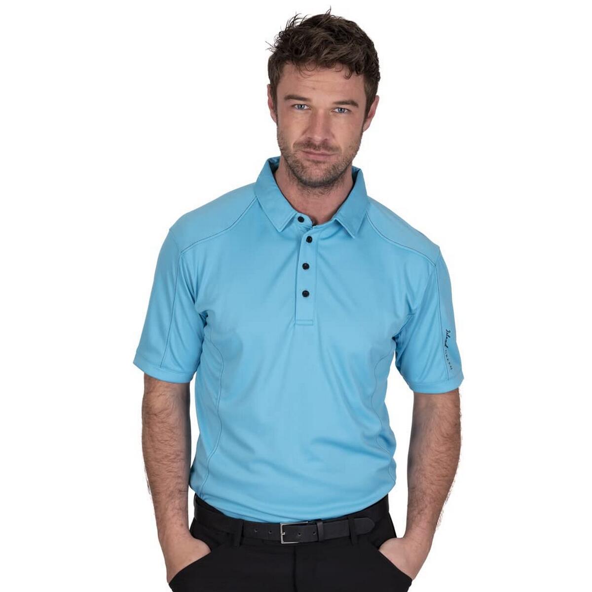 Mens Topstitched Golf Polo Shirt (Turquoise) 3/3