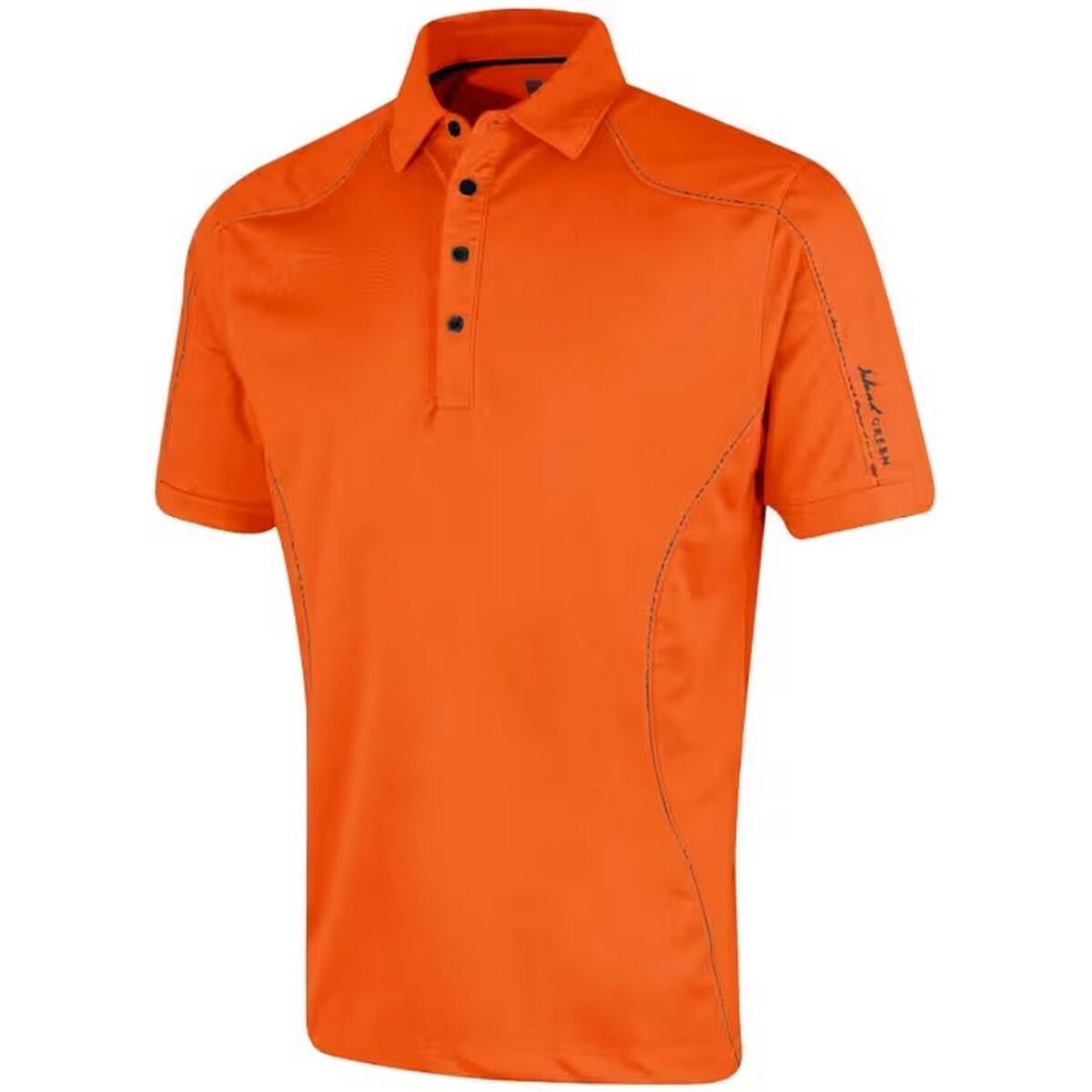 ISLAND GREEN Mens Topstitched Golf Polo Shirt (Burnt Orange)