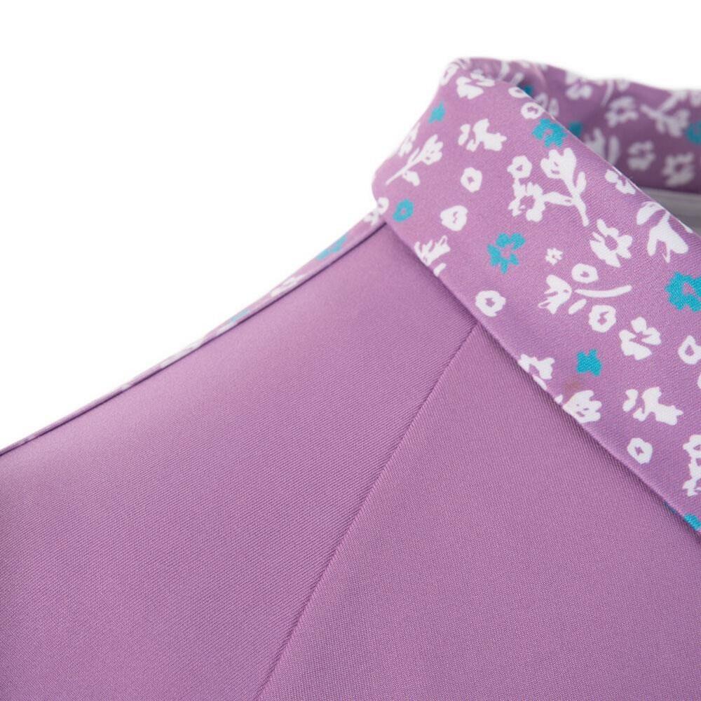 Womens/Ladies Zip Neck Golf Polo Shirt (Purple) 3/4