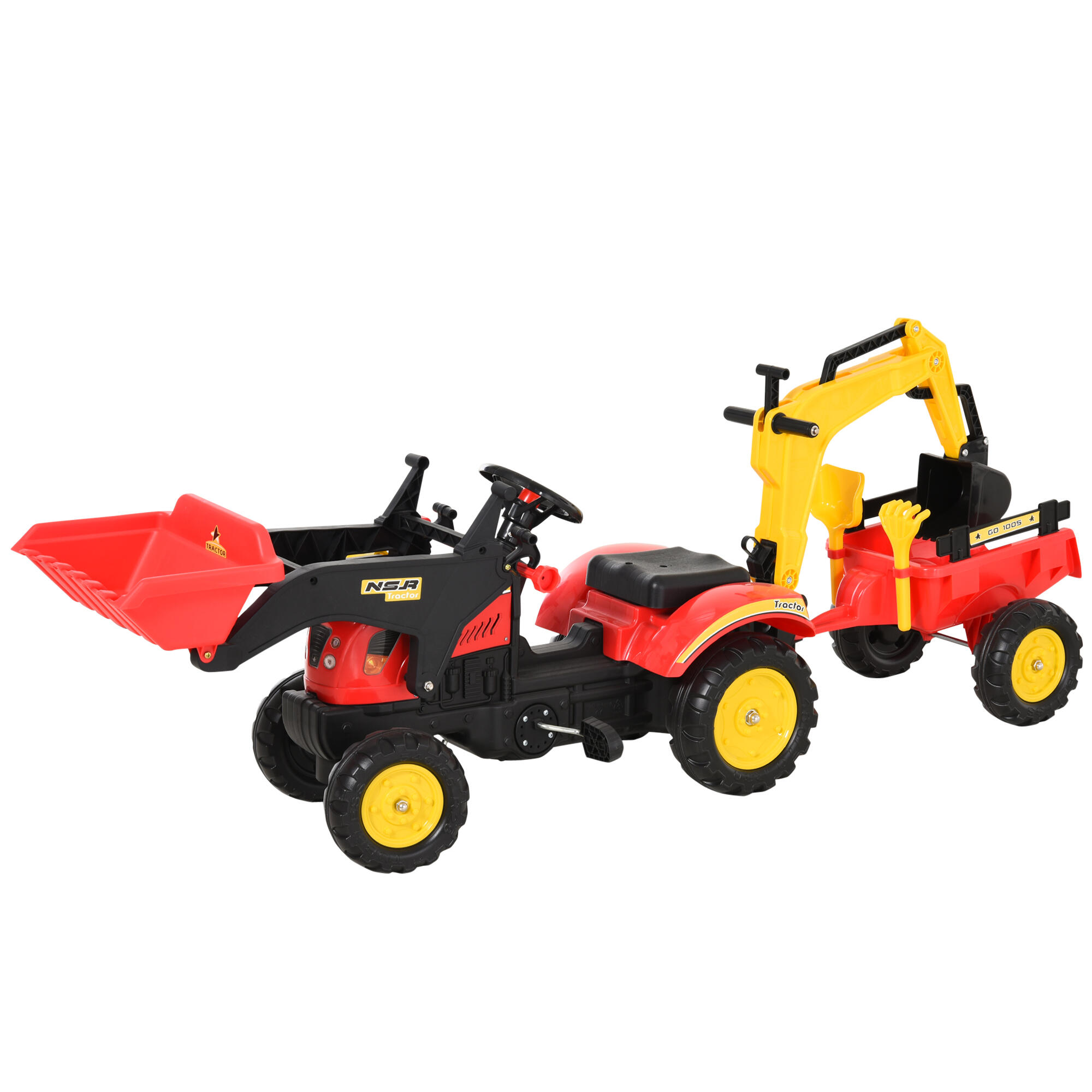 Trator a Pedais 179x42x59 cm vermelho HOMCOM