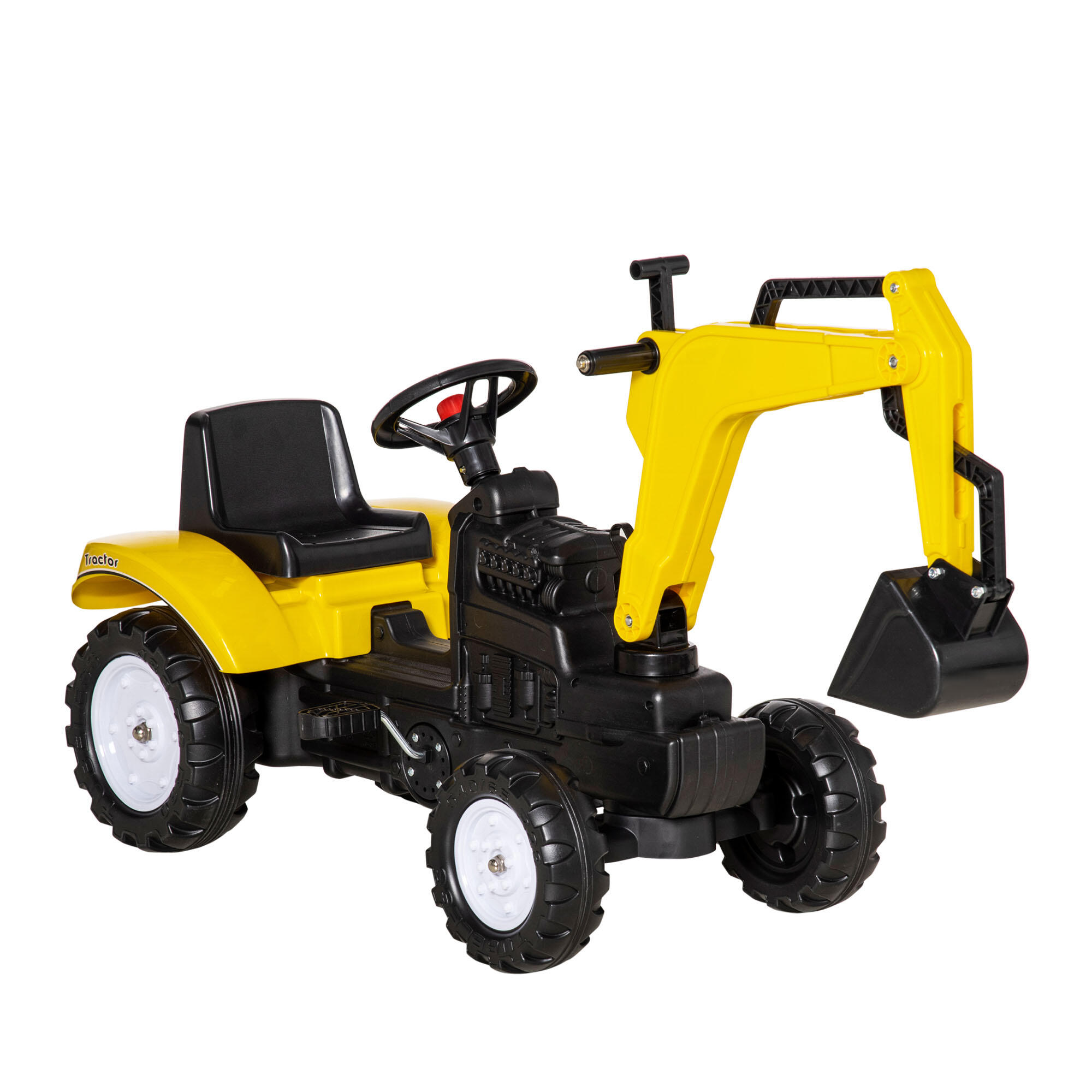HOMCOM Trator a pedais 107x42x71 cm amarelo HOMCOM