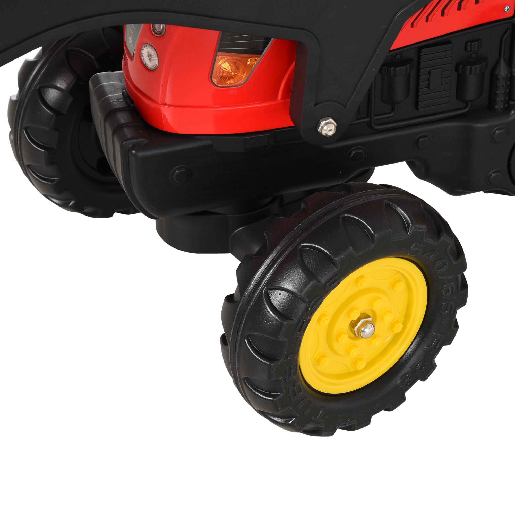 HOMCOM Tractor a Pedales con Remolque y Palas para +3 Años 179x42x59 cm Rojo 5/8