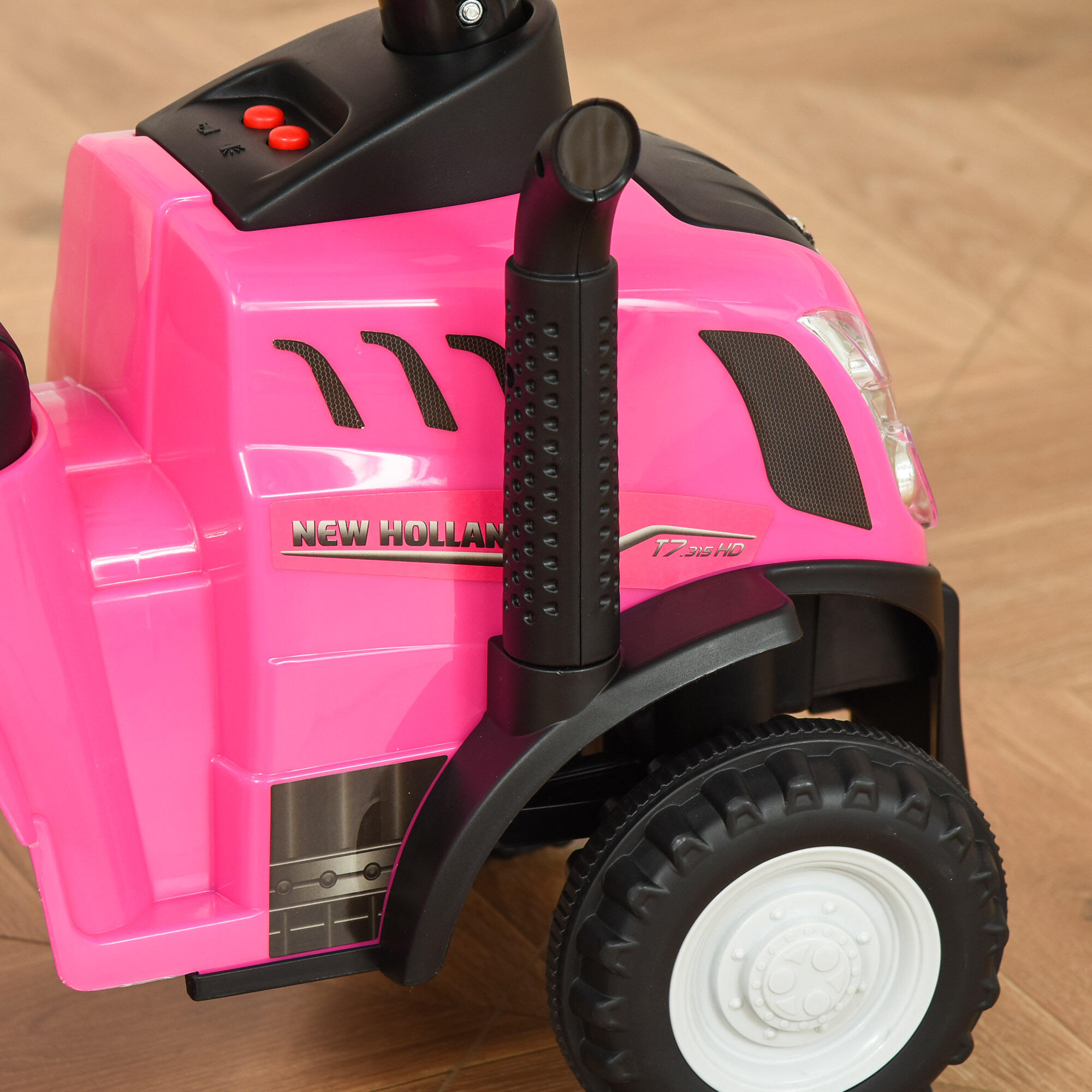 Trator com Reboque Infantil HOMCOM 91x29x44 cm Rosa 4/7