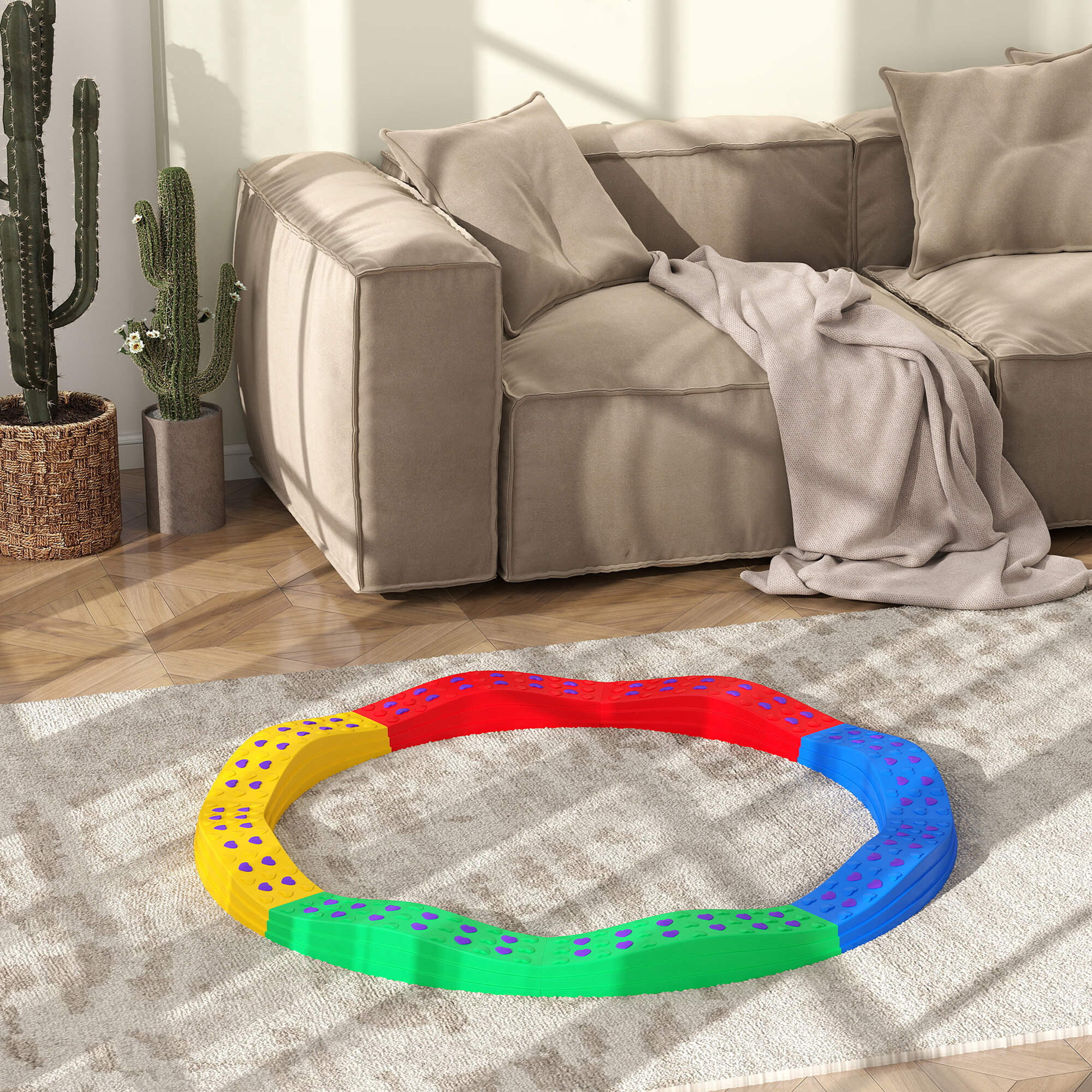 Traves de equilibrio para crianças ø125x8 cm multicor AIYAPLAY 2/7