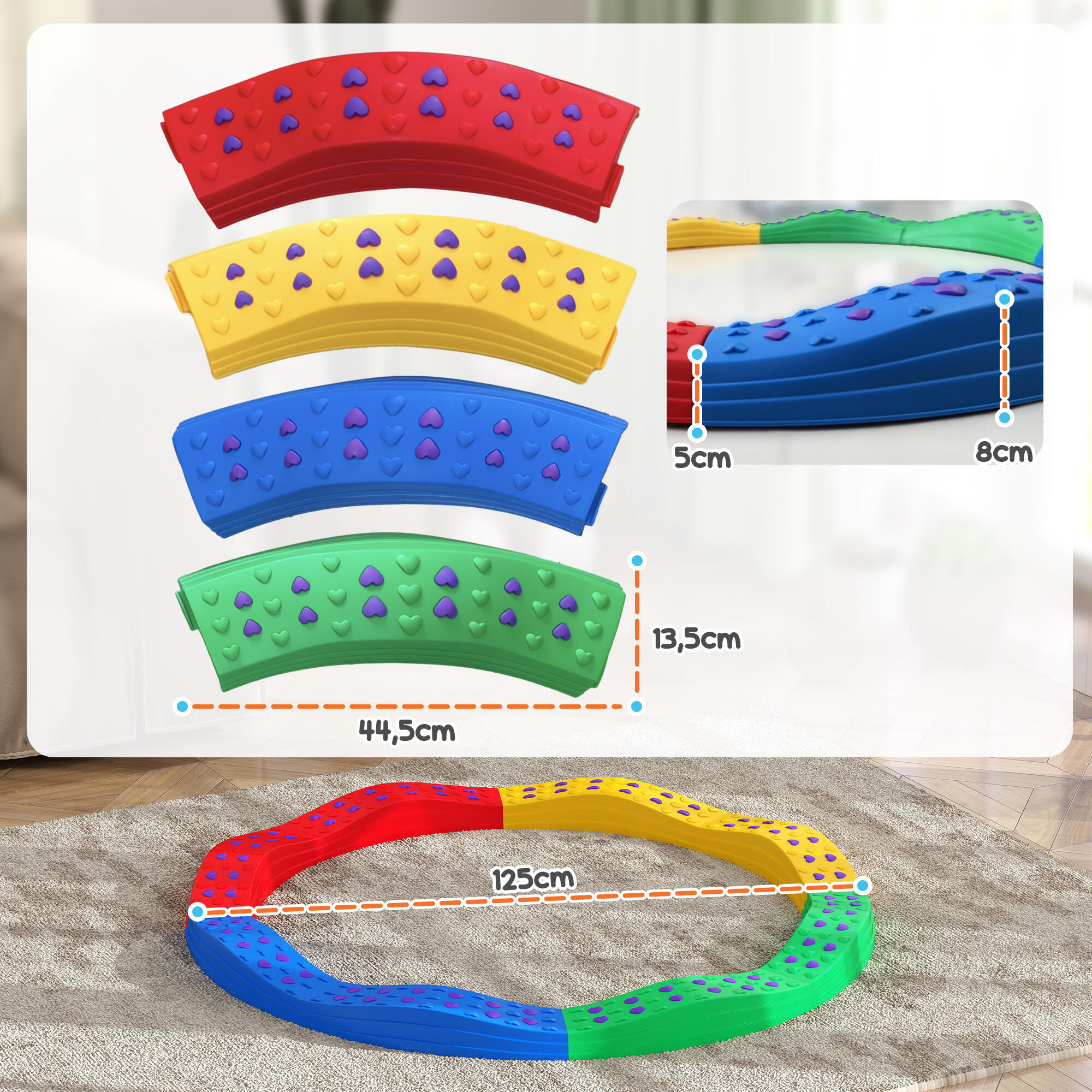 Traves de equilibrio para crianças ø125x8 cm multicor AIYAPLAY 3/7