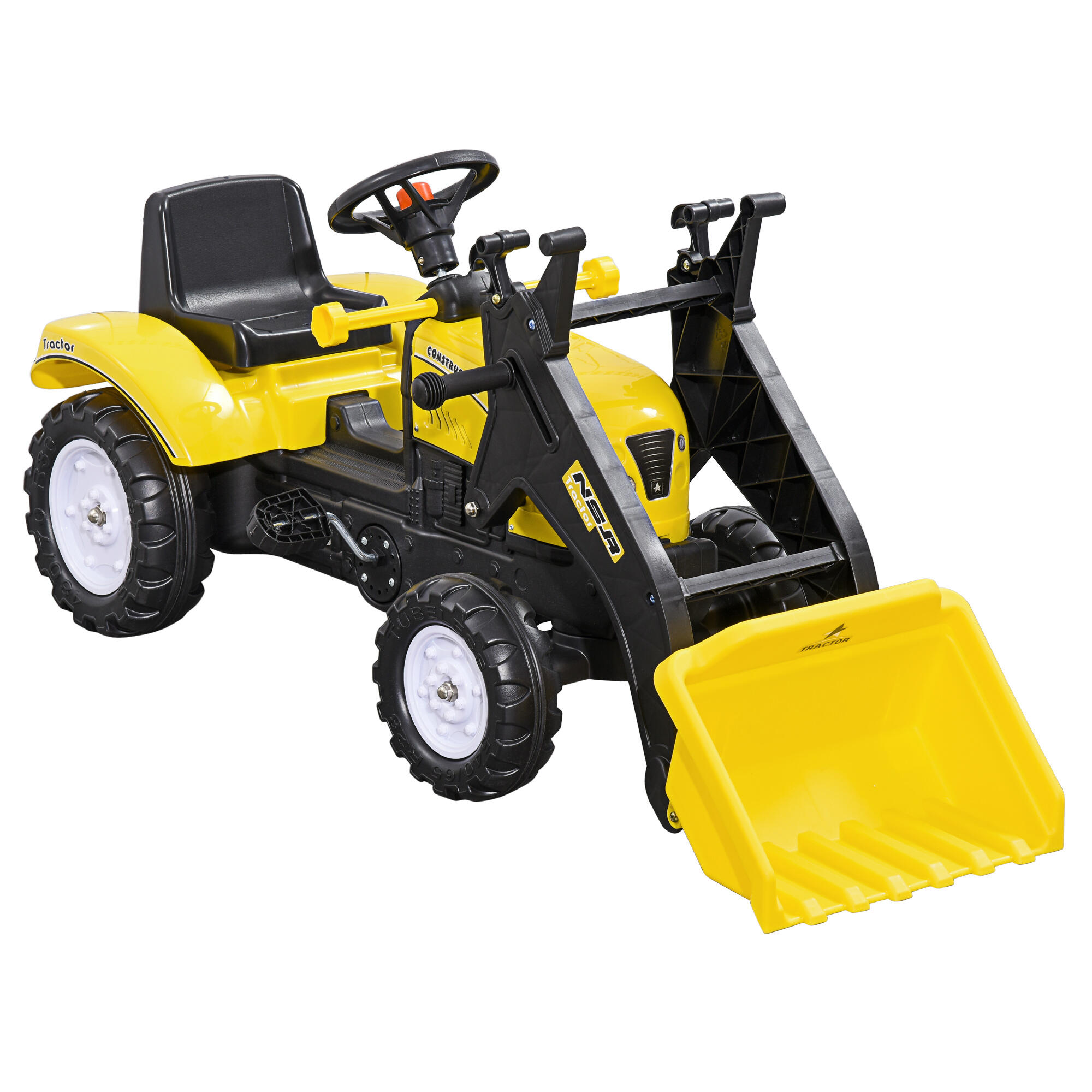 Trator a pedal para crianças 114x41x52 cm amarelo e preto HOMCOM