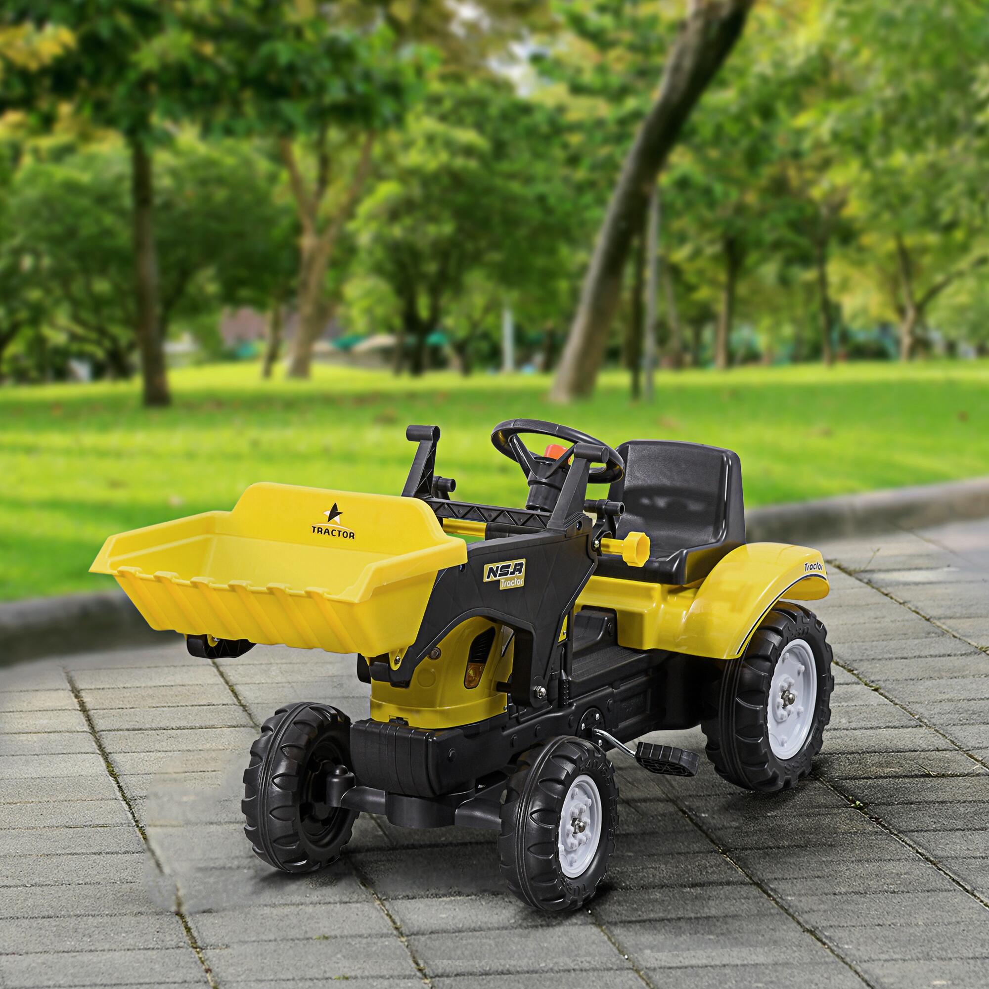 Trator a pedal para crianças 114x41x52 cm amarelo e preto HOMCOM 2/6