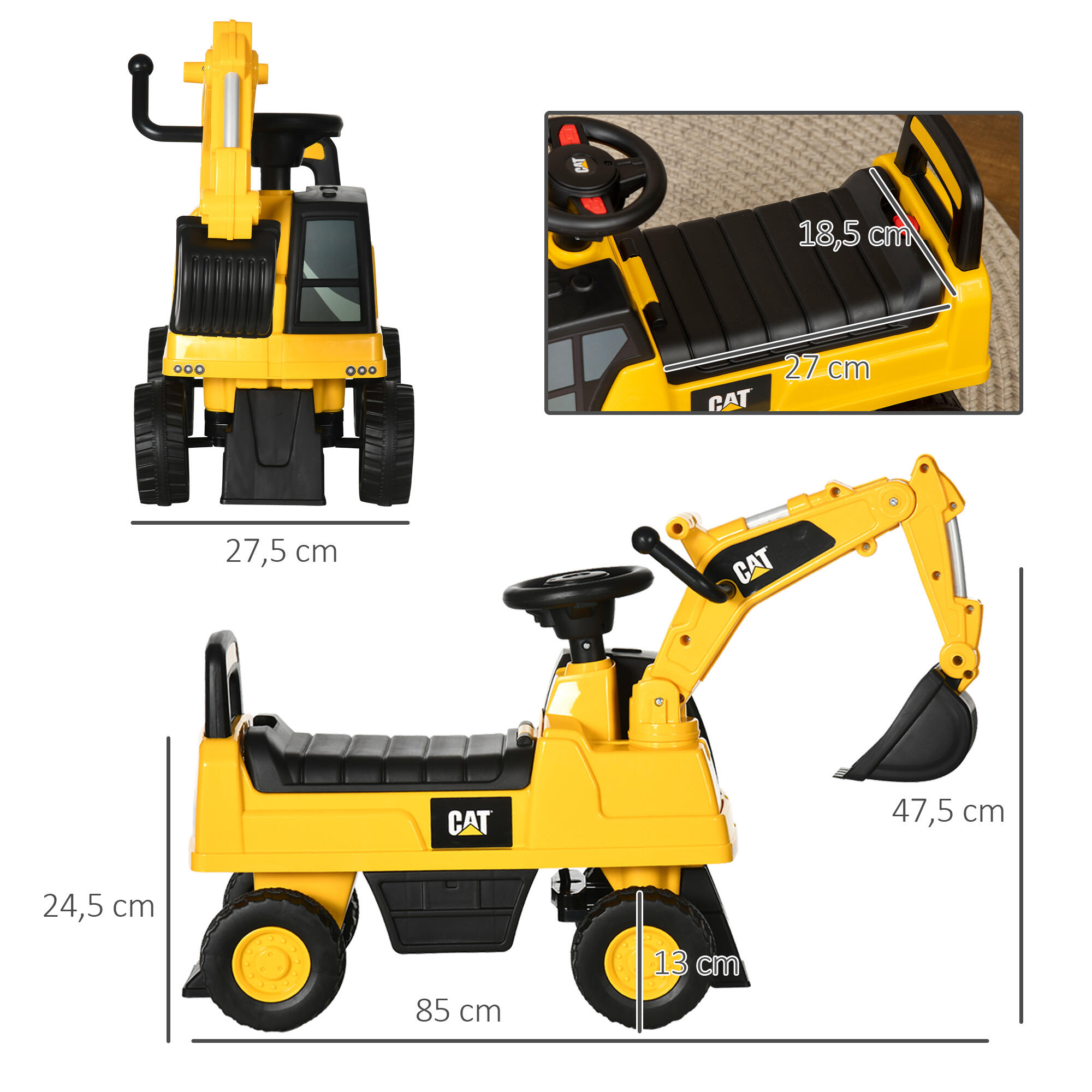 Escavadora 85x27,5x47,5 cm amarelo HOMCOM 3/6