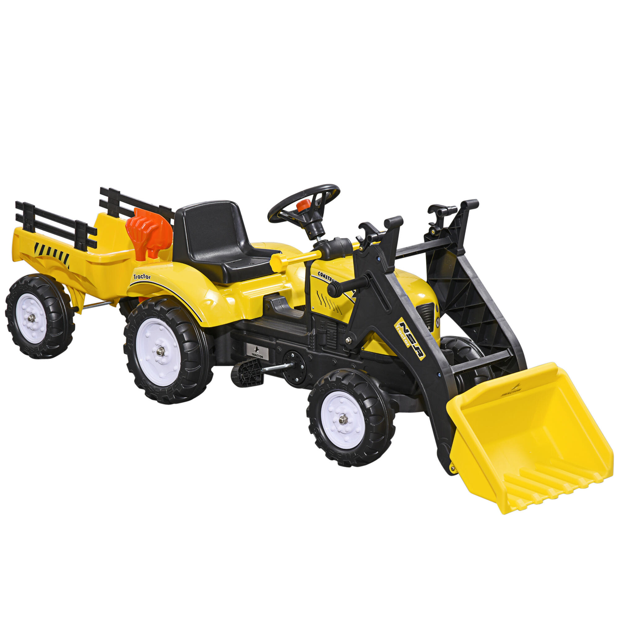 Trator a pedais para crianças 167x41x52 cm amarelo e preto HOMCOM