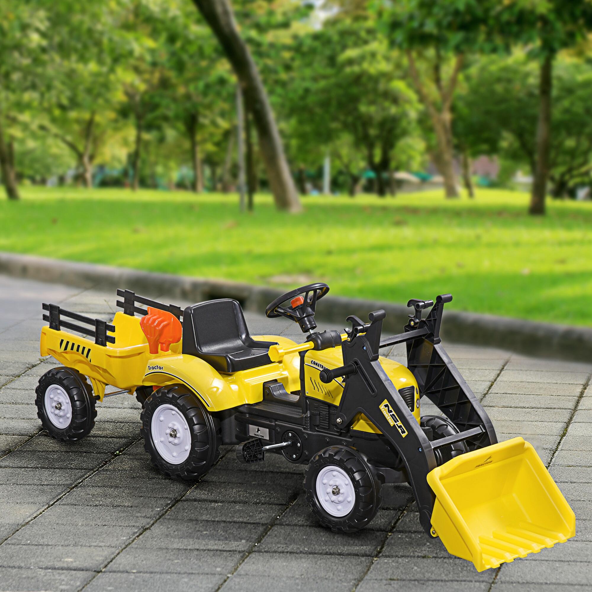 Trator a pedais para crianças 167x41x52 cm amarelo e preto HOMCOM 2/7