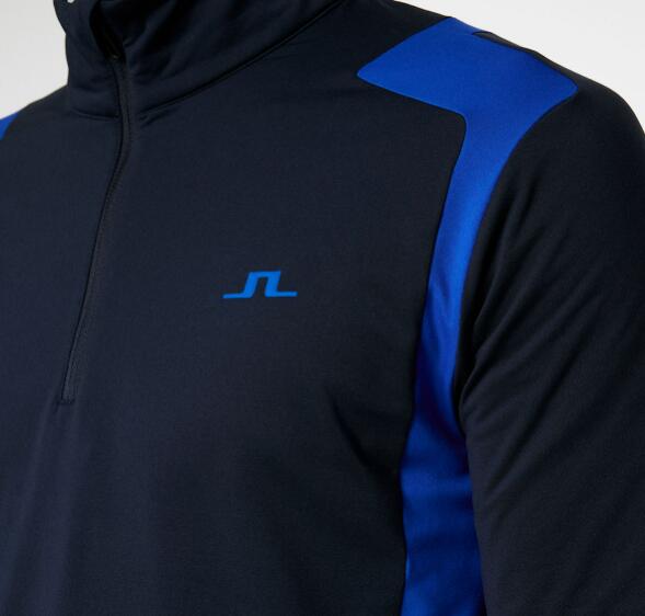 J. Lindeberg Hommes Lukas Quarter Zip Mid Layer, Bleu 3/4