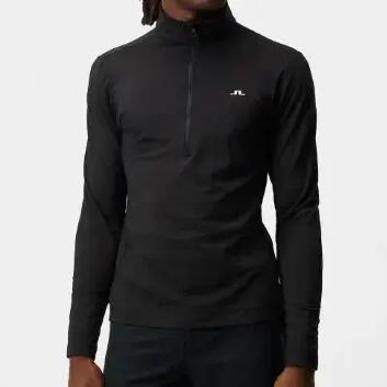 J. Lindeberg Men Luke Quarter Zip Mid Layer, Black