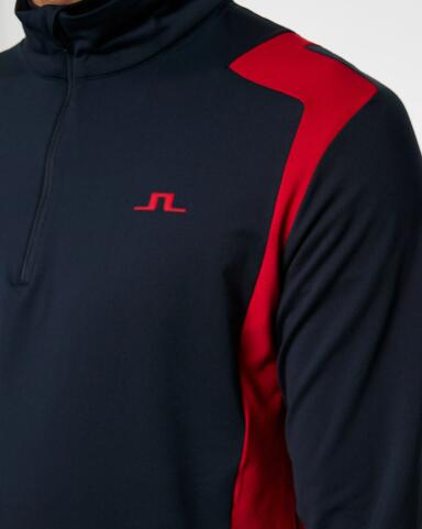 J. Lindeberg Uomo Lukas Quarter Zip Mid Layer, Rosso 5/5