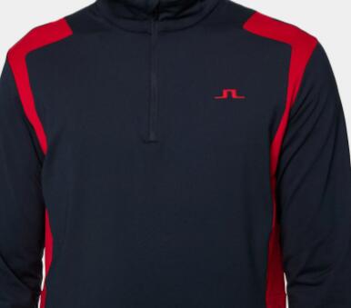 J. Lindeberg Uomo Lukas Quarter Zip Mid Layer, Rosso 4/5