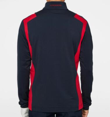 J. Lindeberg Uomo Lukas Quarter Zip Mid Layer, Rosso 3/5