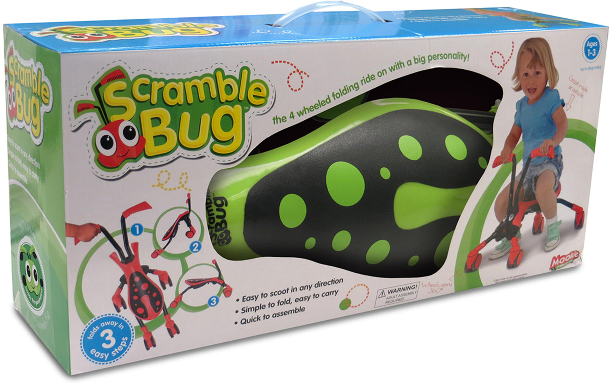 Opvouwbare loopauto met 4 wielen SCRAMBLEBUG HONET groen 4/4