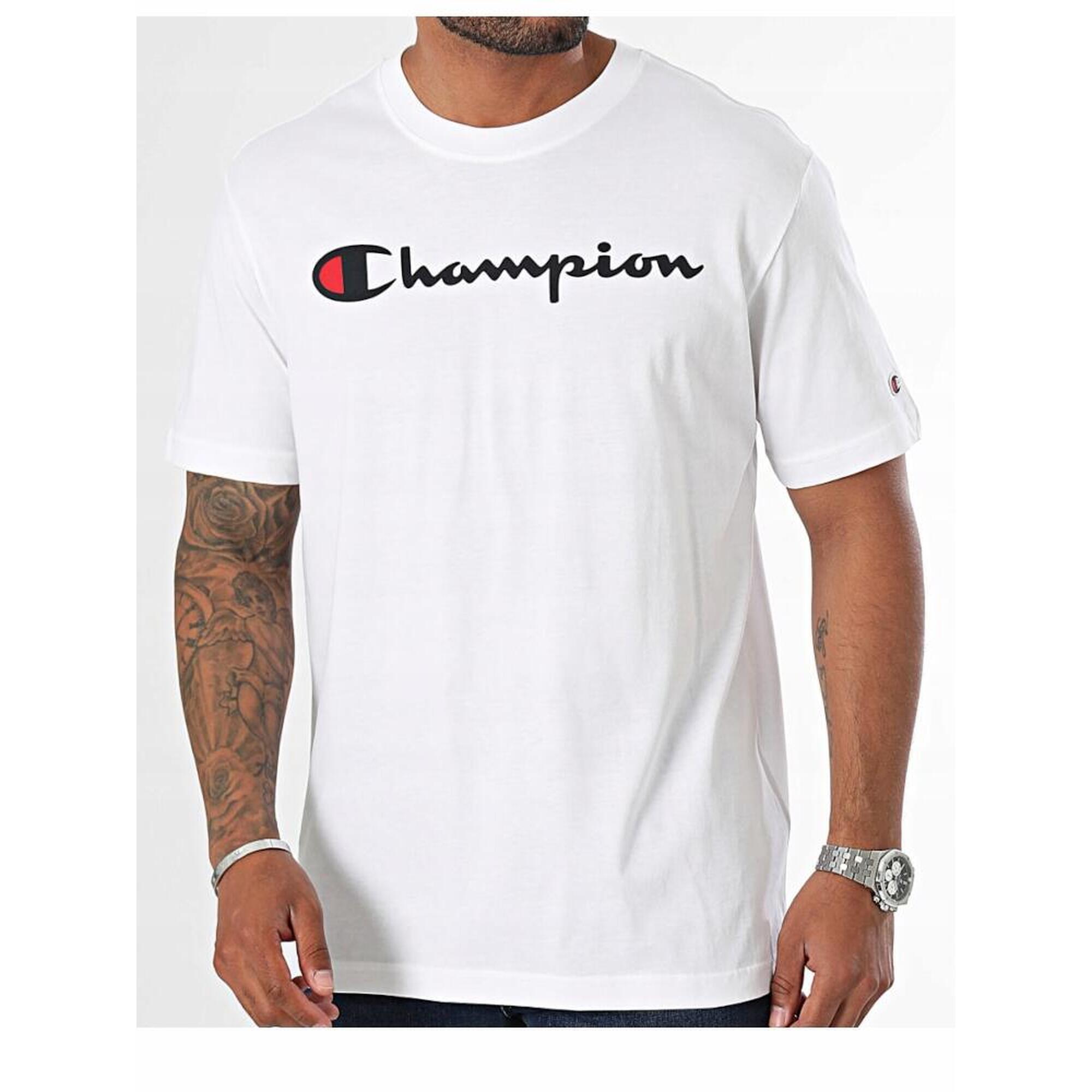 Tricou Champion alb bărbați guler rotund mânecă scurtă