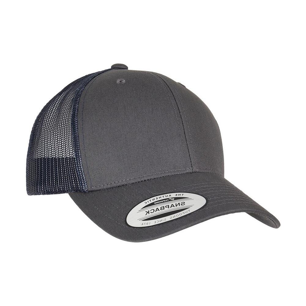 "Retro" Trucker Cap für HerrenDamen Unisex Damen und Herren Holzkohle/Marineblau 2/2