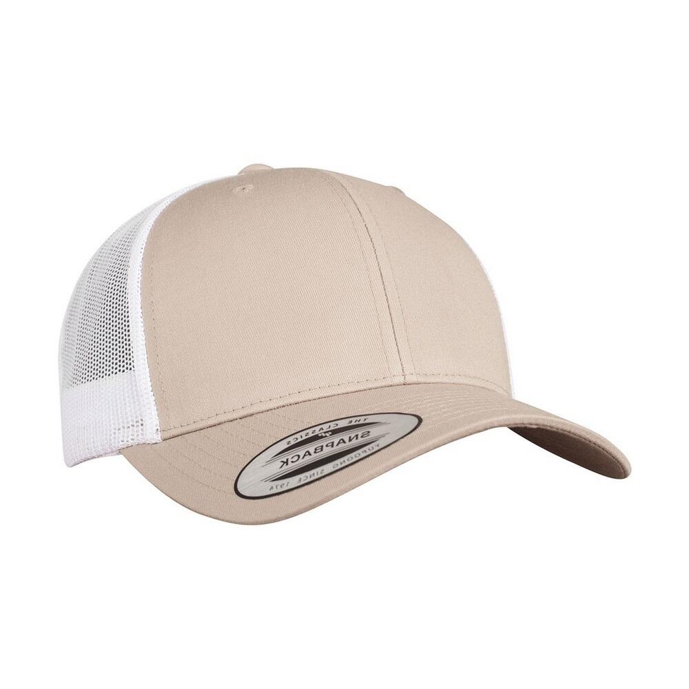 "Retro" Trucker Cap für HerrenDamen Unisex Damen und Herren Khaki/Weiß 2/2