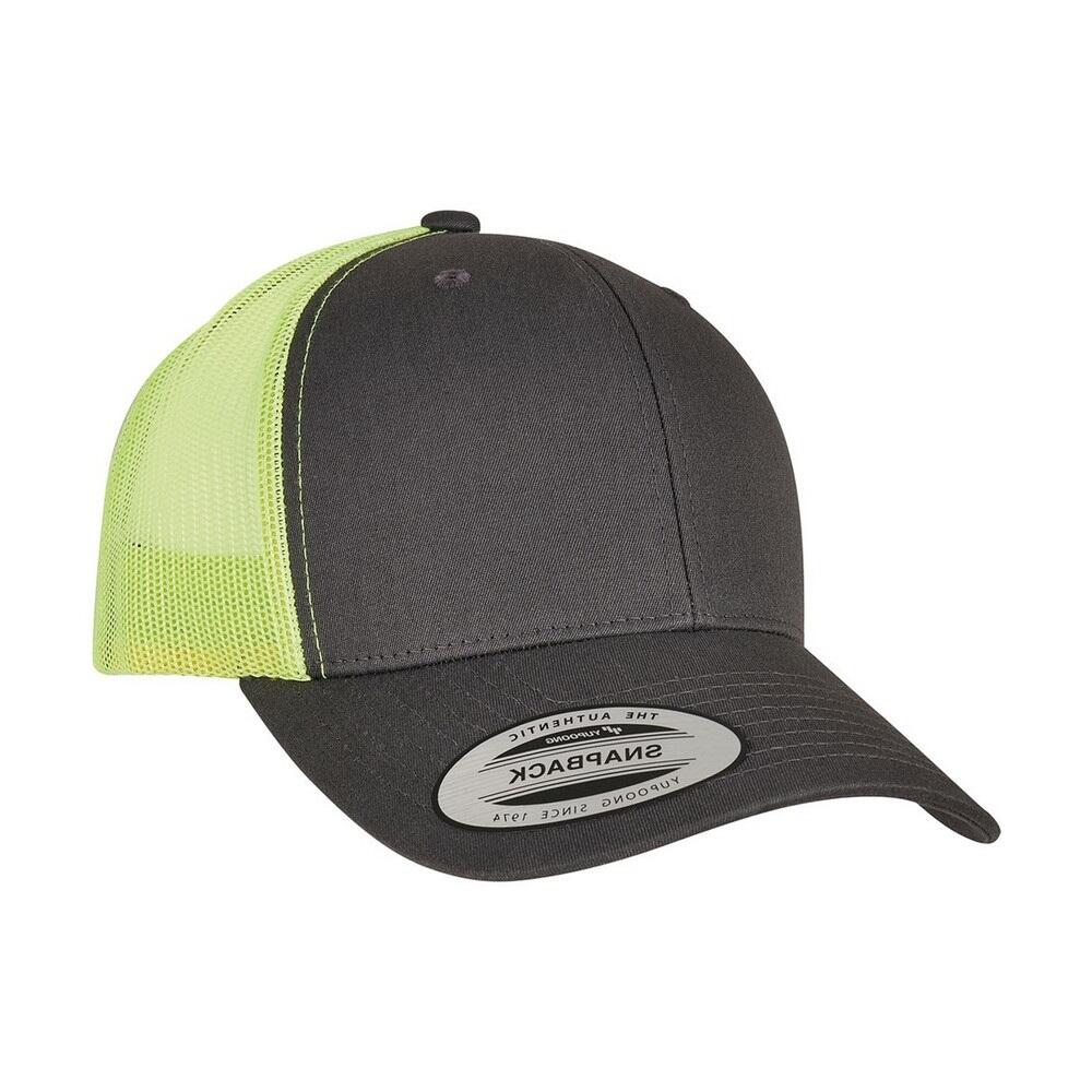 Unisex Adult Retro Two Tone Trucker Cap (Charcoal/Neon Green) 2/2